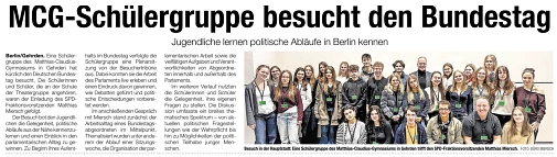 MCG-Schülergruppe besucht den Bundestag&nbsp;&copy;&nbsp;Burgbergblick